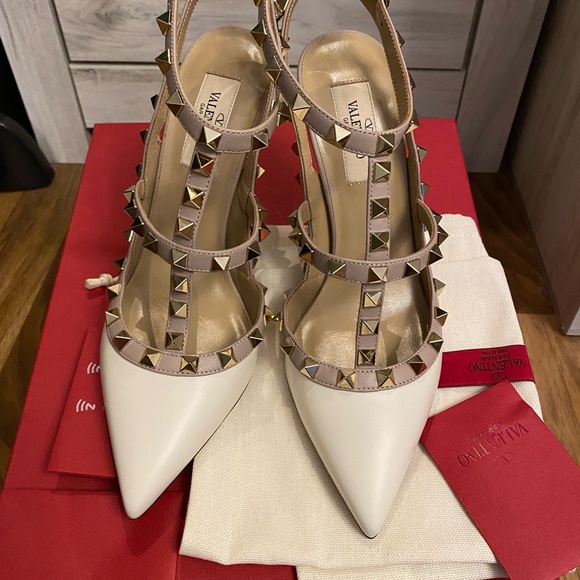 Valentino Slingback Pump 100mm In White Mix Sliver Lambskin 999027
